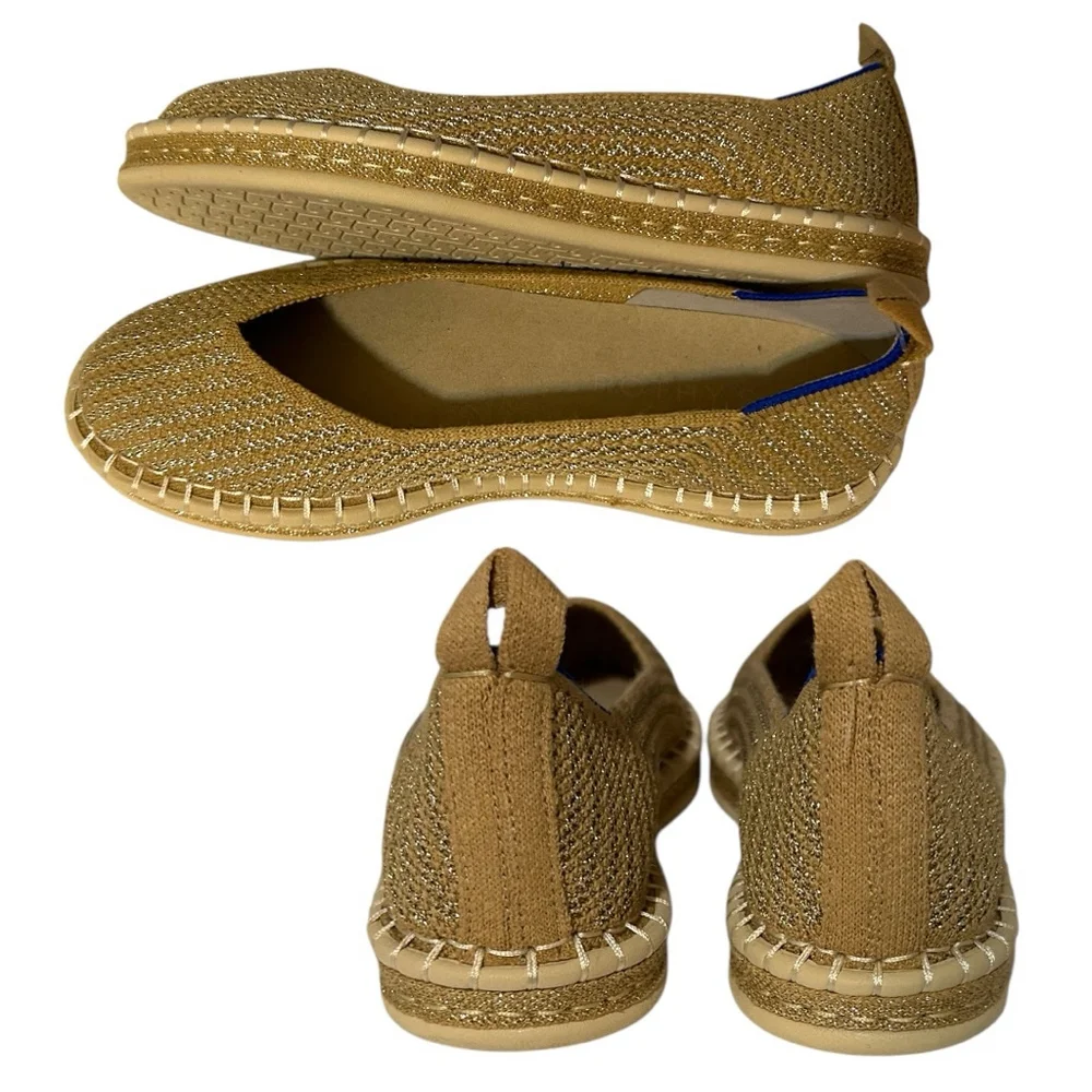 Rothy's The Espadrille Gold Stripe Flat Slip On Shoes - Picture 7 of 11